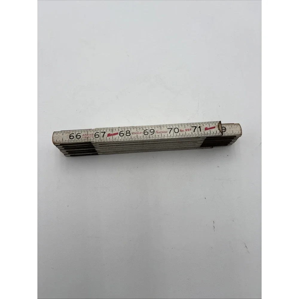 Vintage 6 ft Stanley Handyman spring joints folding ruler No. 96 White